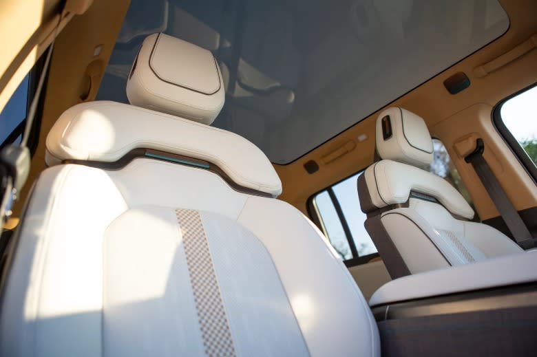 Front seat of the Rivian R1S Pebble Beach