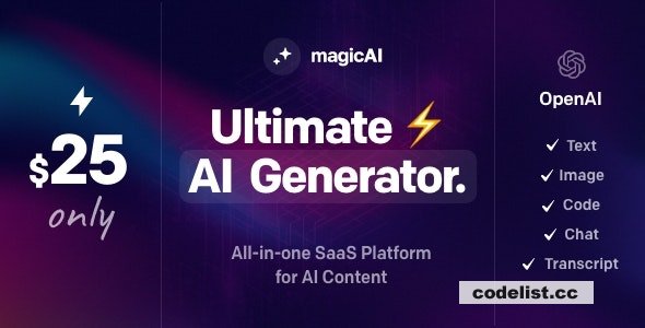 MagicAI v1.3.0 - OpenAI Content, Text, Image, Chat, Code Generator as SaaS