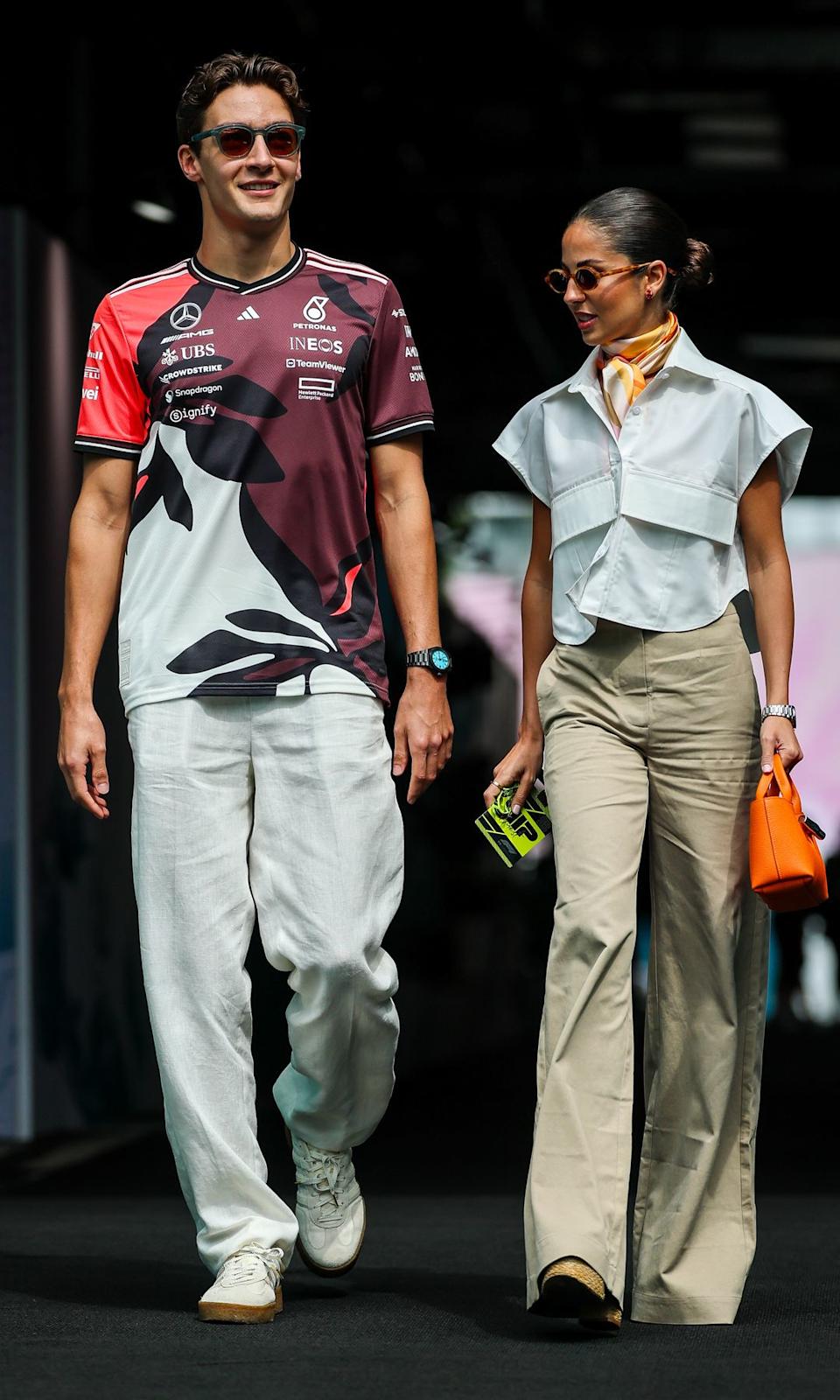 Grand Prix Miami 2025 George Russell y Carmen Montero