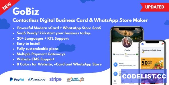 GoBiz v4.2.1 - Digital Business Card + WhatsApp Store Maker | SaaS | vCard Builder - nulled