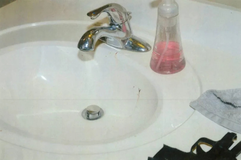 Evidence photo of the sink in Alex Pennig's bathroom. / Credit: Ramsey County District Court