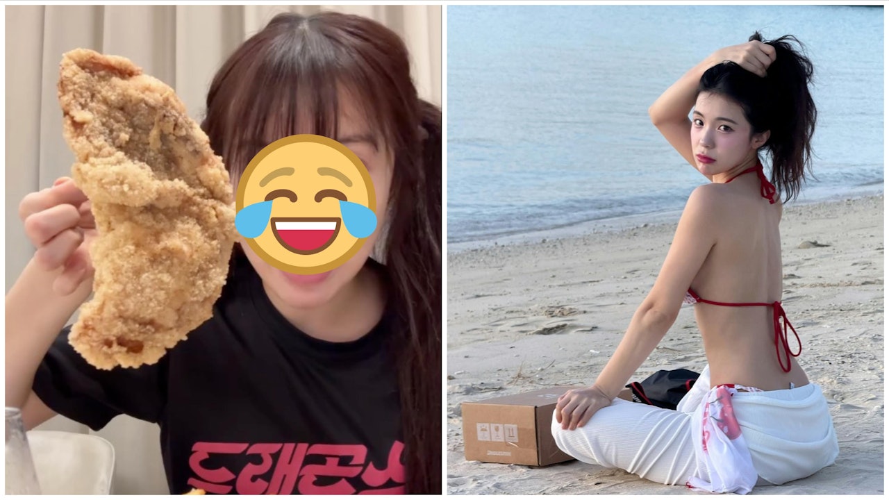 韓籍台灣啦啦隊女神李多慧素顏曝光！　「食播」狂食炸雞扒多表情