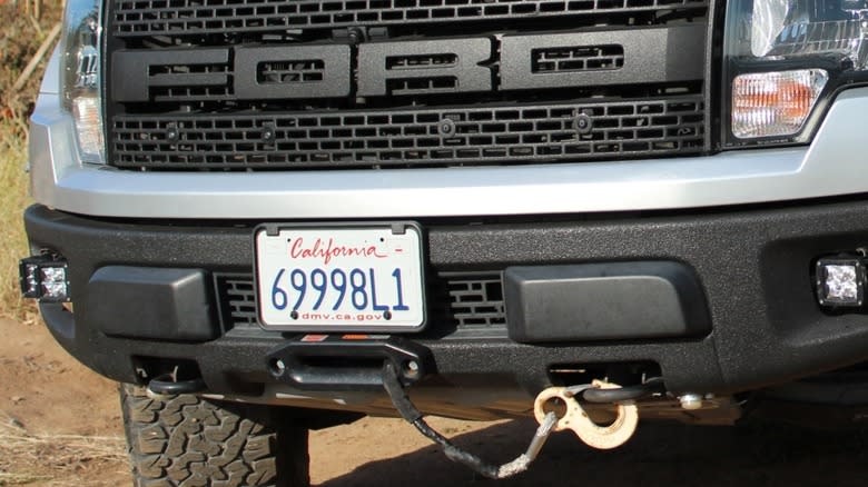 A Ford pickup equipped with a winch