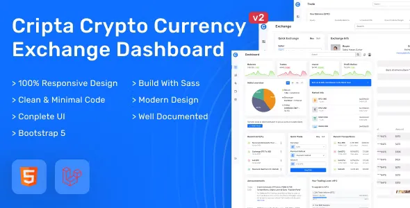 Cripta - Cryptocurrency HTML and Laravel Exchange Dashboard v1.0