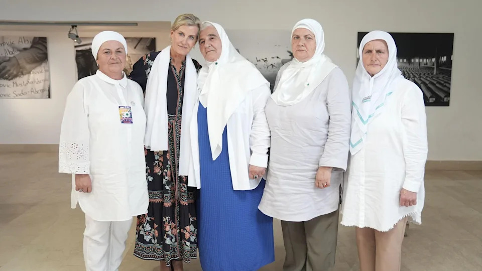 Duchess Sophie (second from the left) poses with Mothers of Srebrenica