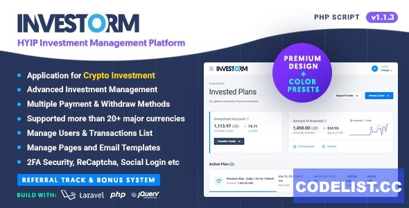 Investorm v1.1.3 - Advanced HYIP Investment Management Platform - nulled