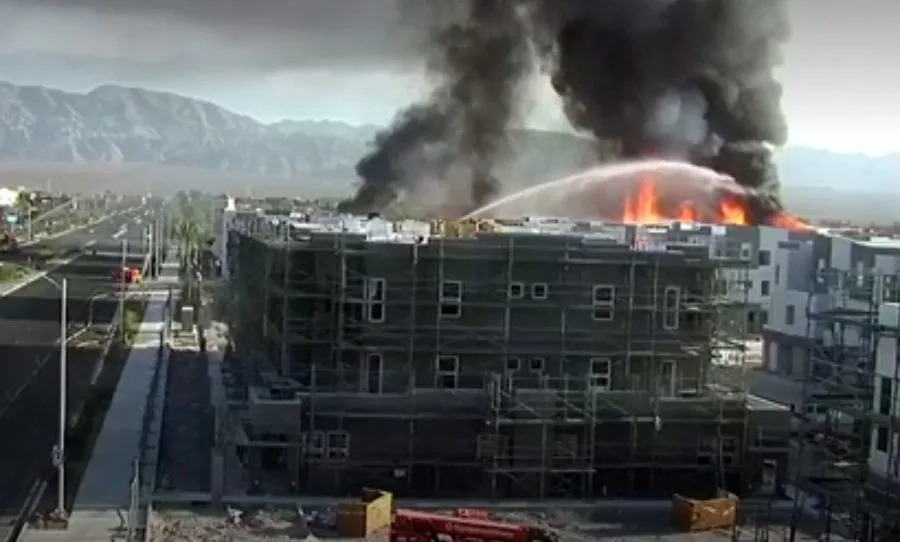 The massive fire broke out at a construction site in North Las Vegas on Aug. 5, 2025. (KLAS)