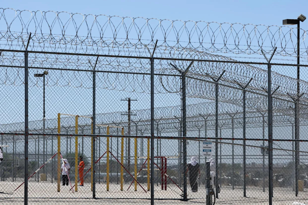 <span>The Adelanto Ice processing center in California is one of the facilities named in senator Jon Ossoff’s new report on human rights abuses at immigration detention centers.</span><span>Photograph: Patrick T Fallon/AFP/Getty Images</span>