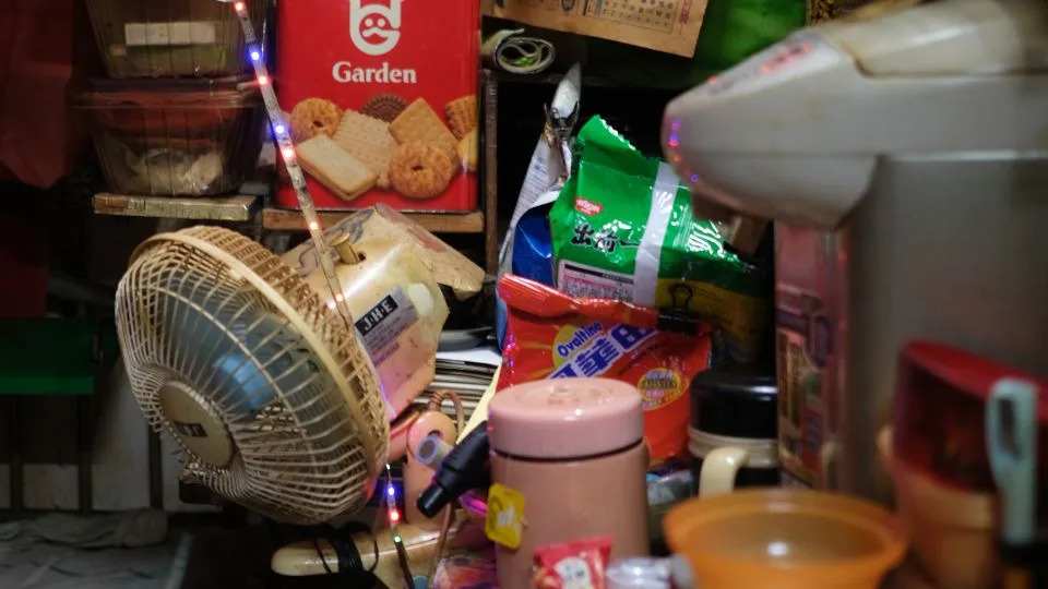 The interior of Mr. Wu's home in Sham Shui Po, Hong Kong, on July 3, 2025. - Catherine Phillips/CNN