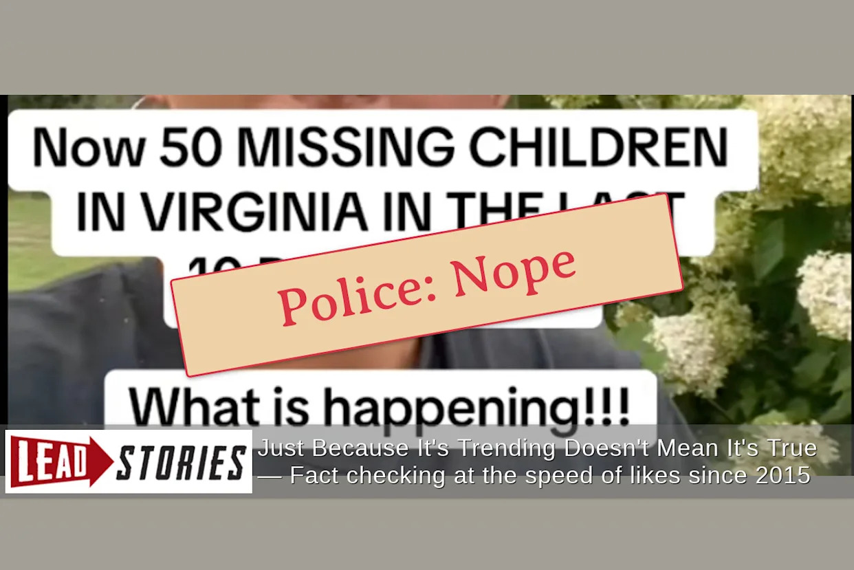 Fact Check: There Was NOT An Unusual Spike In Missing Children In Virginia In Early August 2025 -- Post Misstates The Data