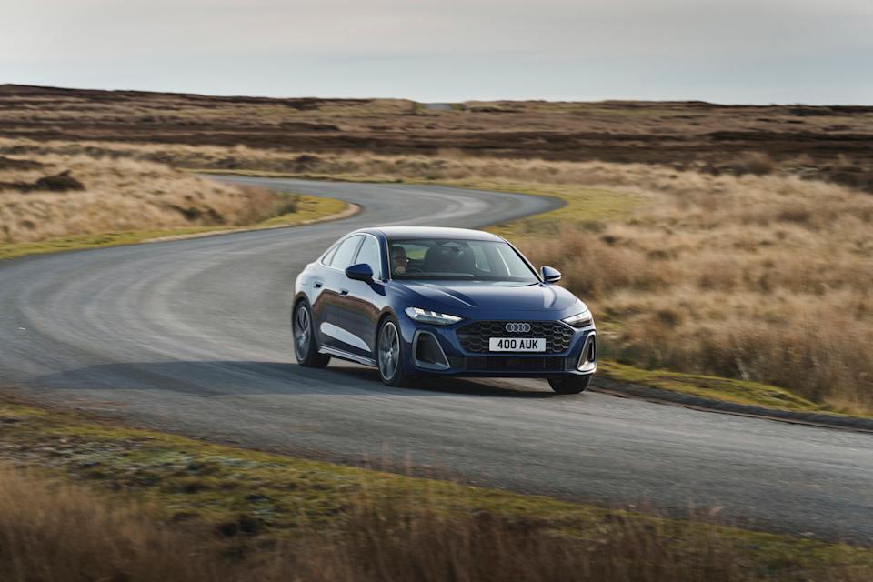 00103 Audi A5 saloon UK 2025 review front cornering