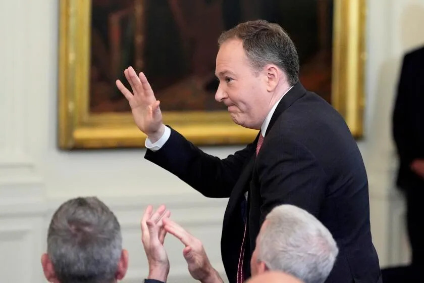 EPA Administrator Lee Zeldin stands as President Donald Trump speaks during a signing event for a bill blocking California's rule banning the sale of new gas-powered cars by 2035, in the East Room of the White House, Thursday, June 12, 2025, in Washington. (AP Photo/Alex Brandon)