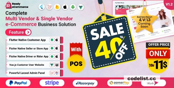 Ready ecommerce v3.0 - Complete Multi Vendor e-Commerce Mobile App, Customer Website with Store POS