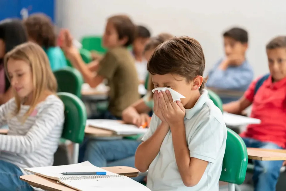Boy sick at school