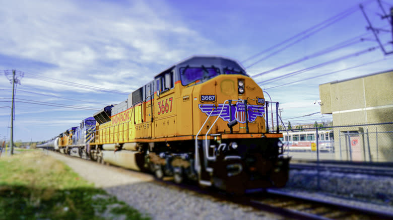 Union Pacific Locomotive 3667 at train station in Calgary