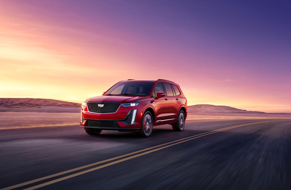 Driving shot of the 2024 Cadillac XT6 Sport.