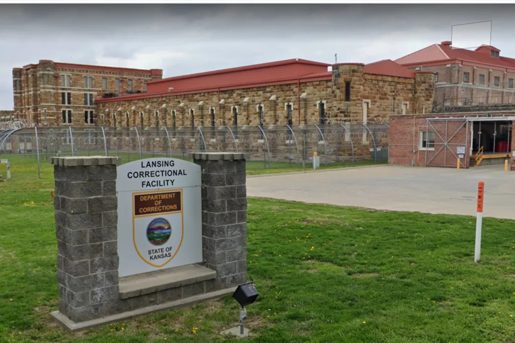 The Kansas Department of Corrections says the vacancy rate for uniformed officers at Lansing Correctional Facility was 27.8%, a shortage of 88 personnel. The prison was site of a violent inmate disturbance Friday in the maximum-security unit. (Kansas Relector screen capture from Google Maps street view)