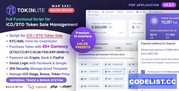 TokenLite v1.2.1 - ICO / STO Token Sale Management Dashboard - ICO Admin Script - nulled