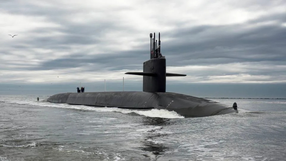 The Ohio-class ballistic missile submarine USS Tennessee returns to Naval Submarine Base Kings Bay, Georgia, on February 6, 2013. - Reuters