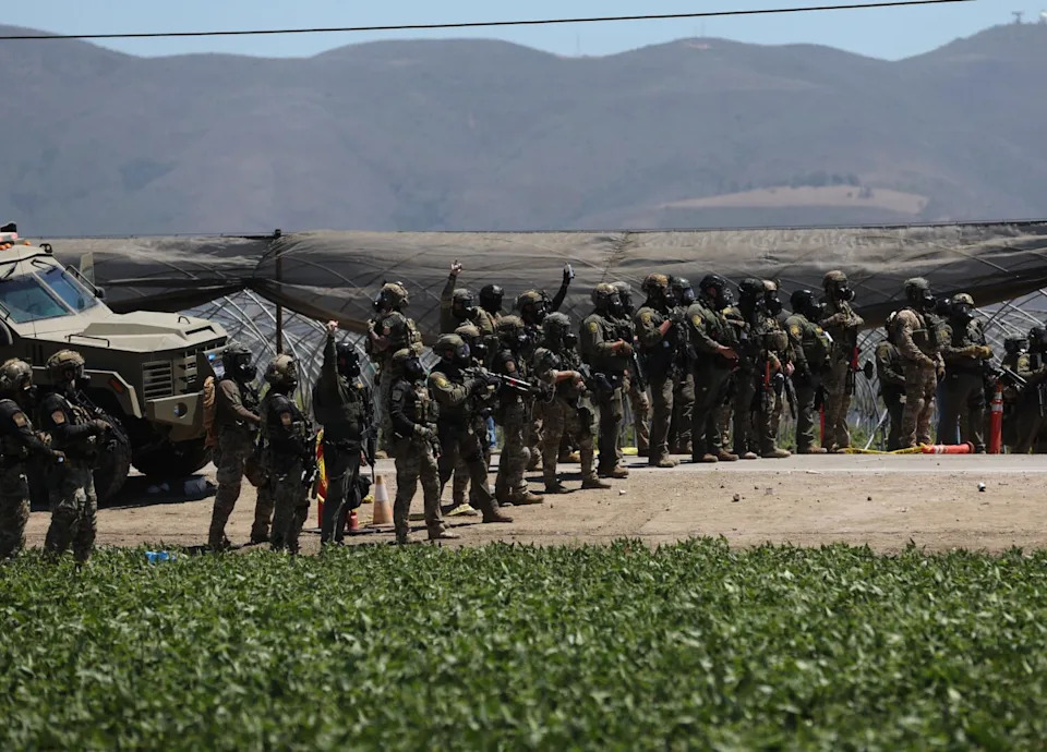 Federal agents conduct a raid of Glass House Brands on Laguna Road in Camarillo.