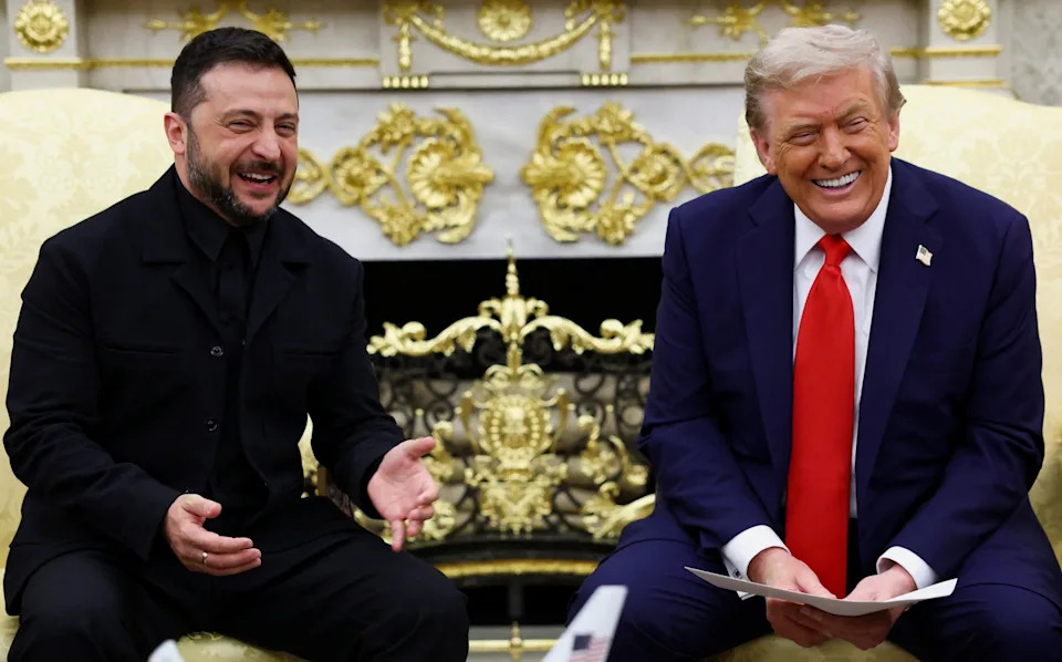 Kevin Lamarque/Reuters - PHOTO: Ukrainian President Volodymyr Zelensky and President Donald Trump participate in a meeting in the Oval Office of the White House in Washington, August 18, 2025.