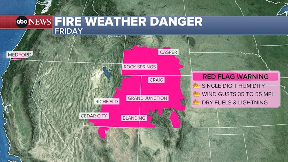 ABC News - PHOTO: Fire Weather Danger - Friday Map