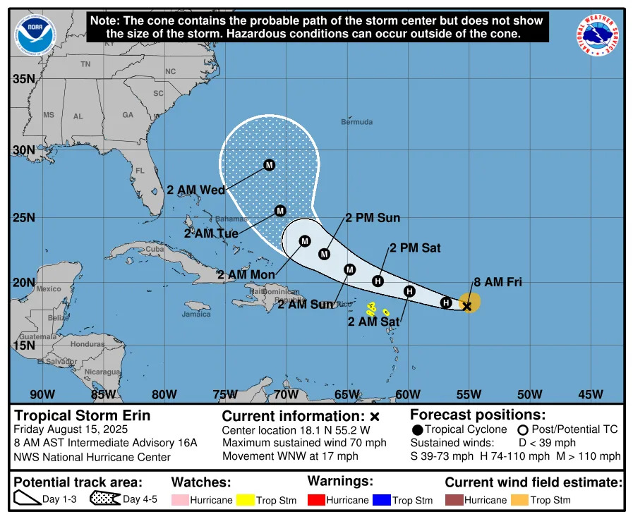 Will Tropical Storm Erin form into a hurricane Friday? What to know in North Carolina
