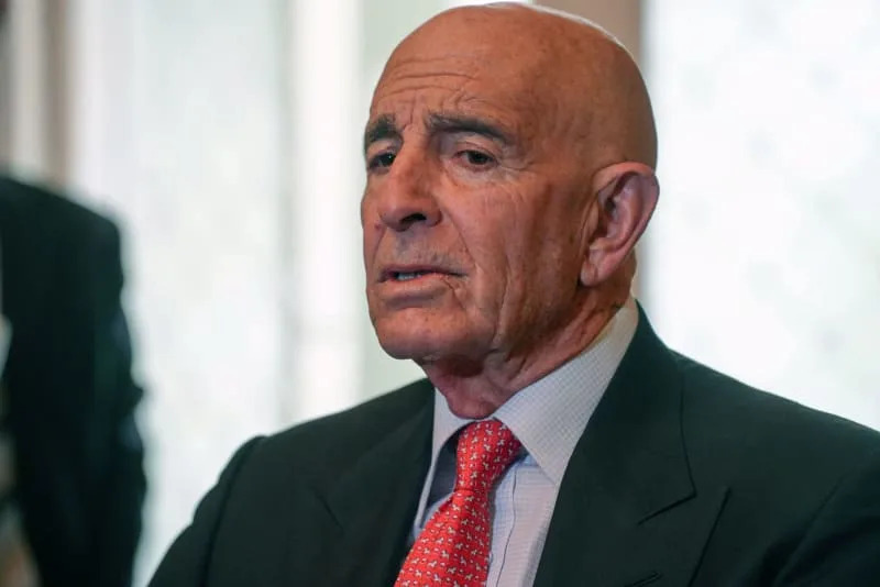 US special envoy for Syria, the ambassador to Turkey Thomas Barrack attends a flag-raising ceremony at the US ambassador