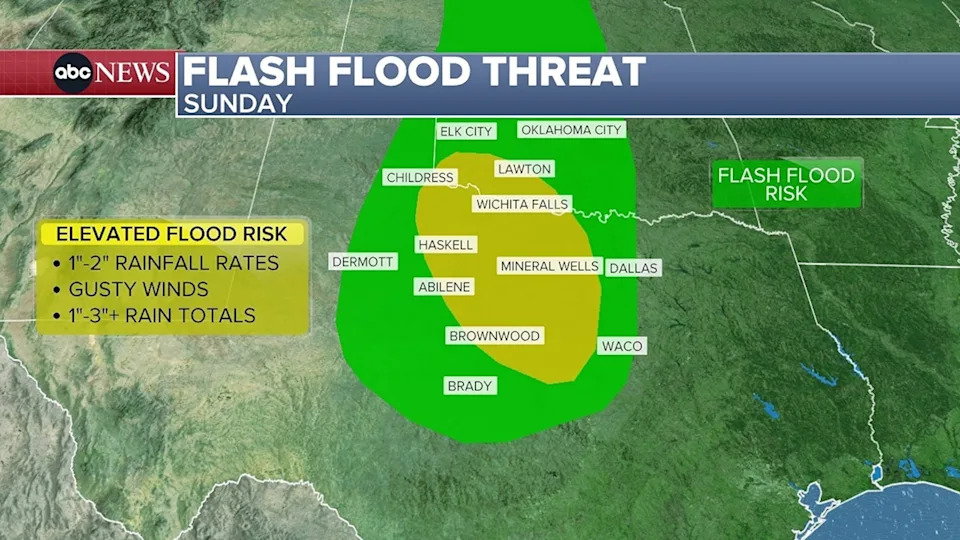 ABC News - PHOTO: Flash flood threat, Aug. 3, 2025.