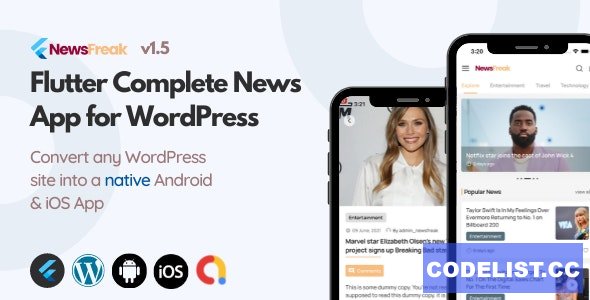 Newsfreak v1.5 - Flutter News App for WordPress