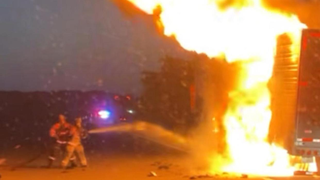 Well Done: Semi-Truck Carrying Ribeye Steaks Burns
