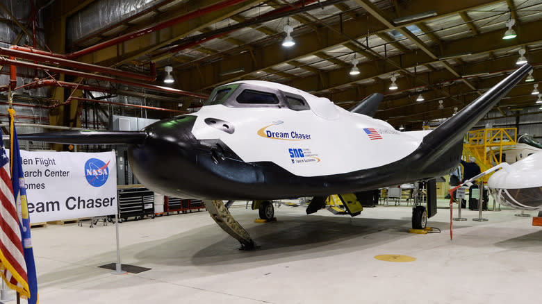 The Sierra Space Dream Chaser spaceplane on display