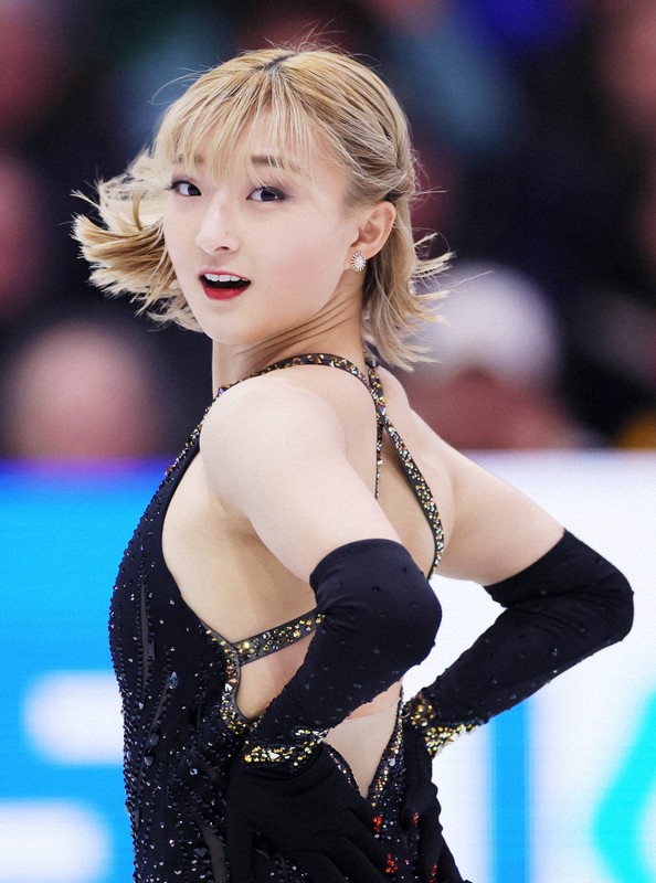 昨季の世界選手権女子で2位に入った坂本花織のフリーの演技＝米ボストンで2025年3月28日、吉田航太撮影
