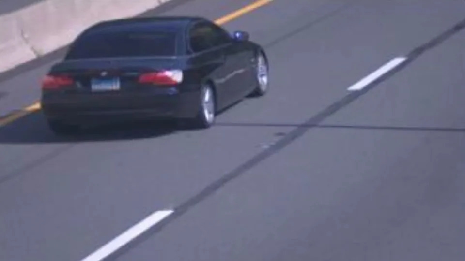 A New Jersey State Police real-time crime center photo, obtained by CNN, shows Tamura's black BMW on Interstate 80 in Columbia, New Jersey, at 4:24 p.m. ET on Monday, July 28, two hours before the shooting. - Obtained by CNN