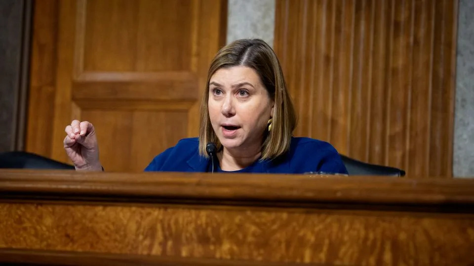 Sen. Elissa Slotkin questions during a Senate Armed Services confirmation hearing on Capitol Hill on January 14 in Washington, DC. - Andrew Harnik/Getty Images