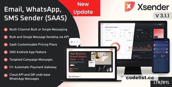 XSender v3.1.1 - Bulk Email, SMS and WhatsApp Messaging Application - nulled