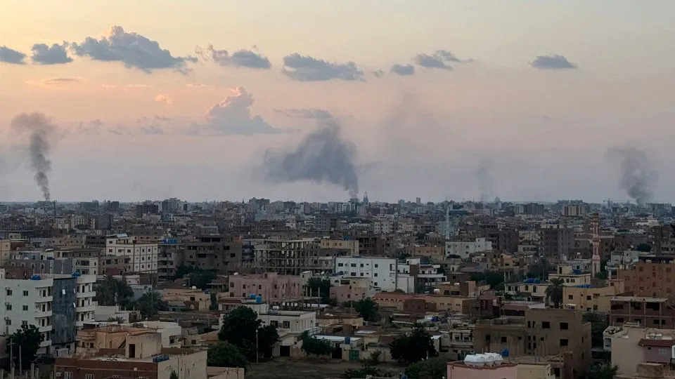 Smoke billows during air strikes in central Khartoum as the Sudanese army attacks positions held by the paramilitary Rapid Support Forces (RSF) throughout the Sudanese capital on October 12, 2024. - AFP/Getty Images