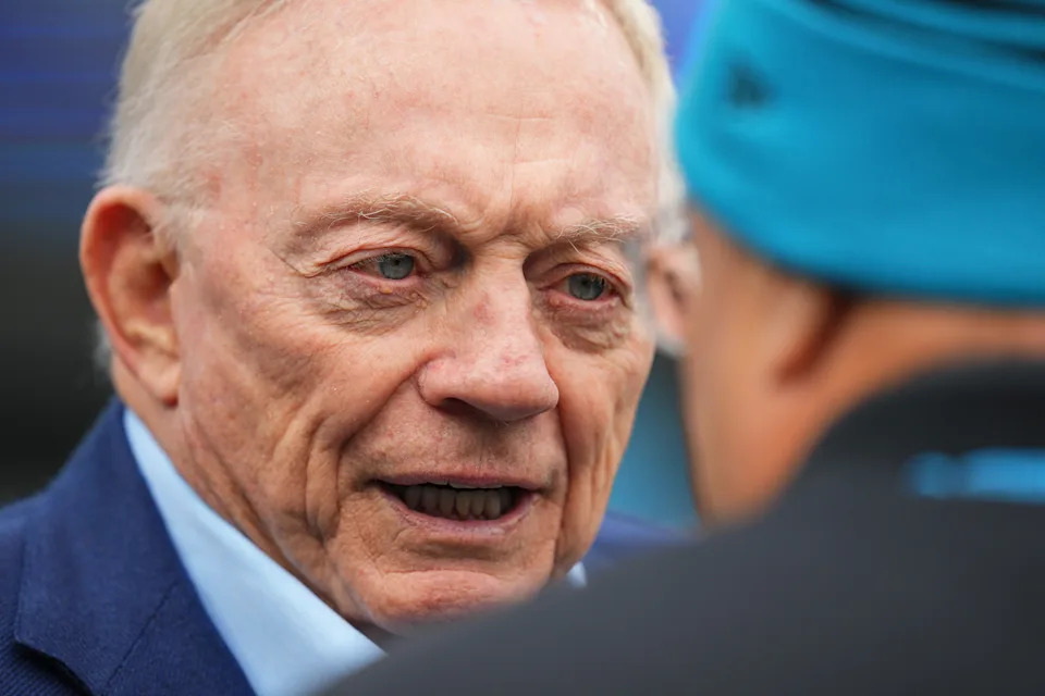 Jerry Jones is taking a patient approach with Micah Parsons' contract situation. (Photo by Grant Halverson/Getty Images)