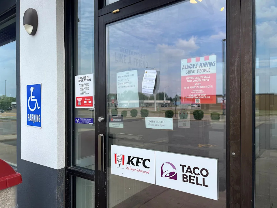 Signs on the KFC/Taco Bell doors tell guests the site is currently closed due to a staffing shortage at 1750 Eighth St. S. in Wisconsin Rapids.