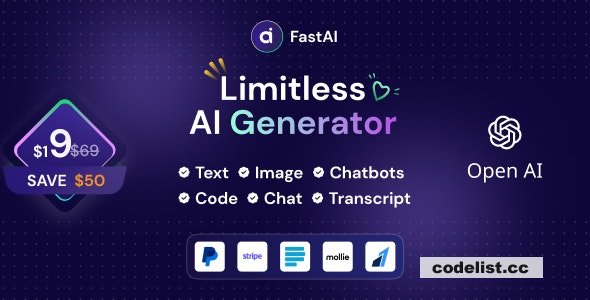FastAi v1.5.1 - SaaS AI Content Voice Text Image Chat & Code Generator