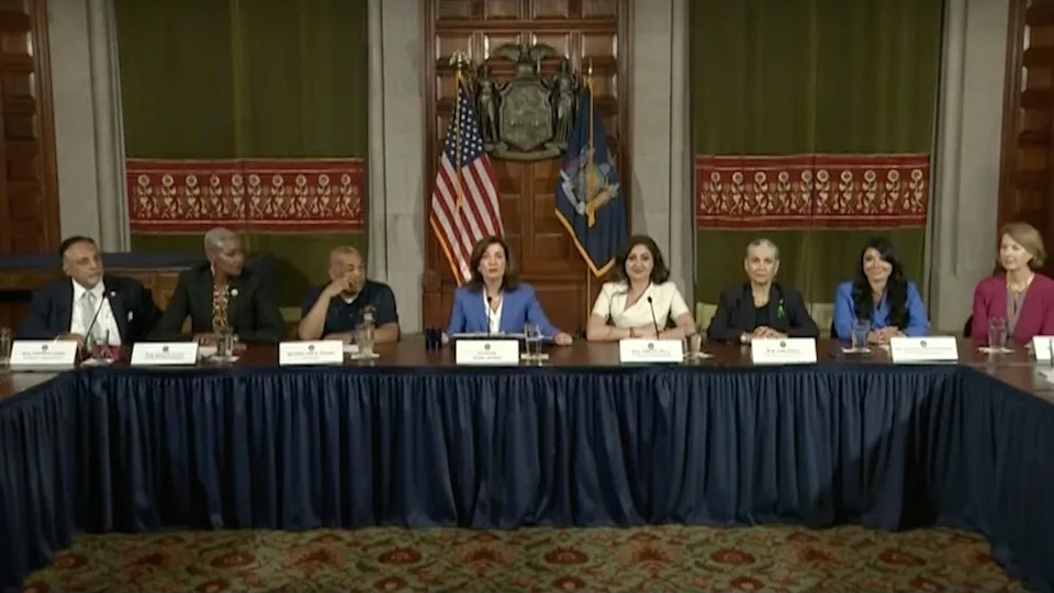 ABC News - PHOTO: New York Gov. Kathy Hochul holds a press conference with members of the The Texas House Democratic Caucus in Albany, Aug. 4, 2025.