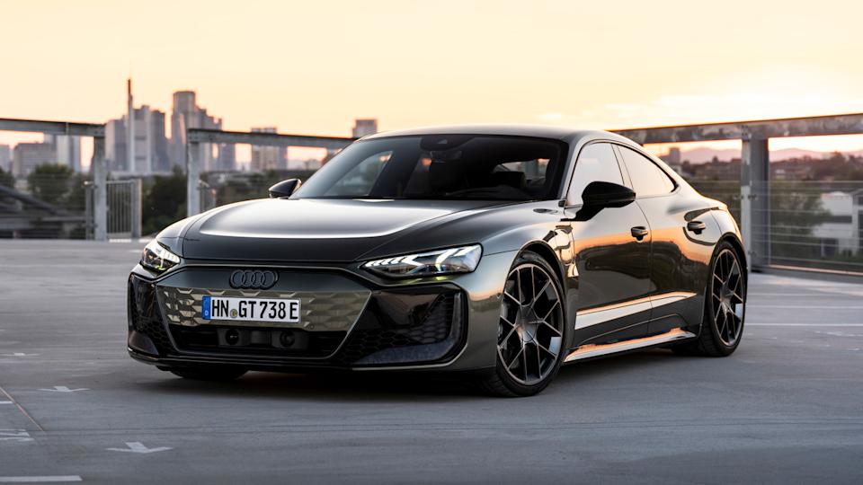 Dark Grey 2025 Audi RS e-tron GT Performance Parked Front 3/4 View