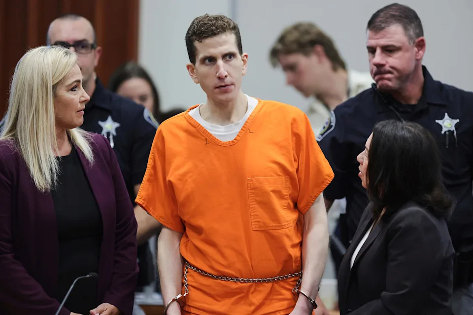 Bryan Kohberger with handcuffs, stands up in court (Kyle Green / Pool via AP)