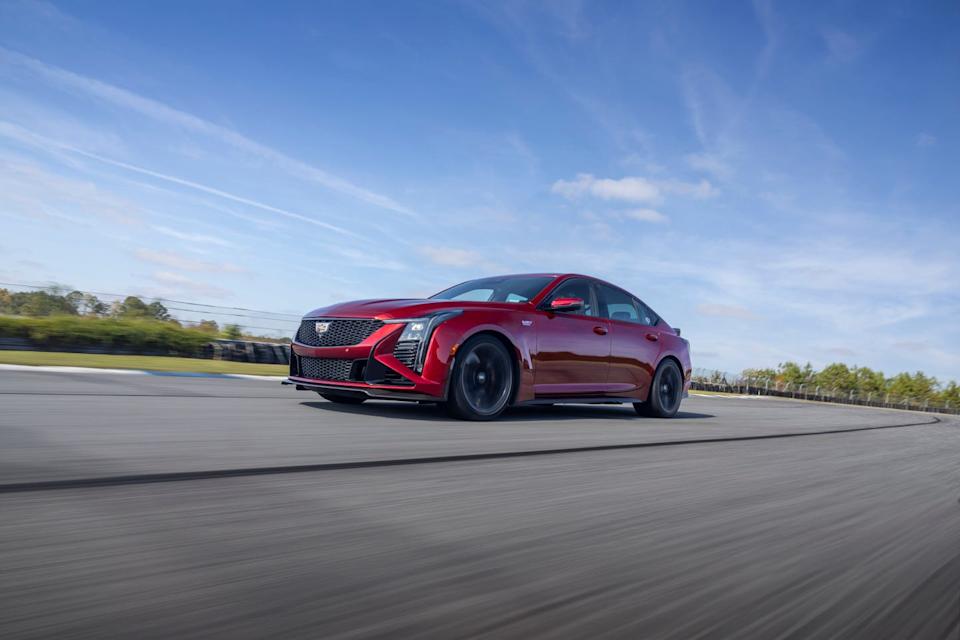 2025 cadillac ct5v blackwing driving down a track