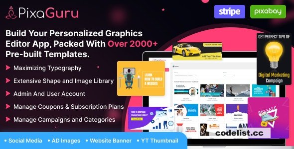 PixaGuru v1.8 - SAAS Platform to Create Graphics, Images, Social Media Posts, Ads, Banners, & Stories