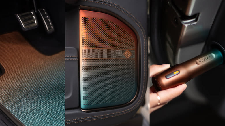 Collage of ombre components in the Rivian R1S Pebble Beach