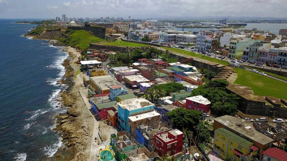An aerial view of the seaside neighborhood of La Perla, in San Juan, Puerto Rico, is seen on Aug. 25, 2017. - Ricardo Arduengo/AP/File