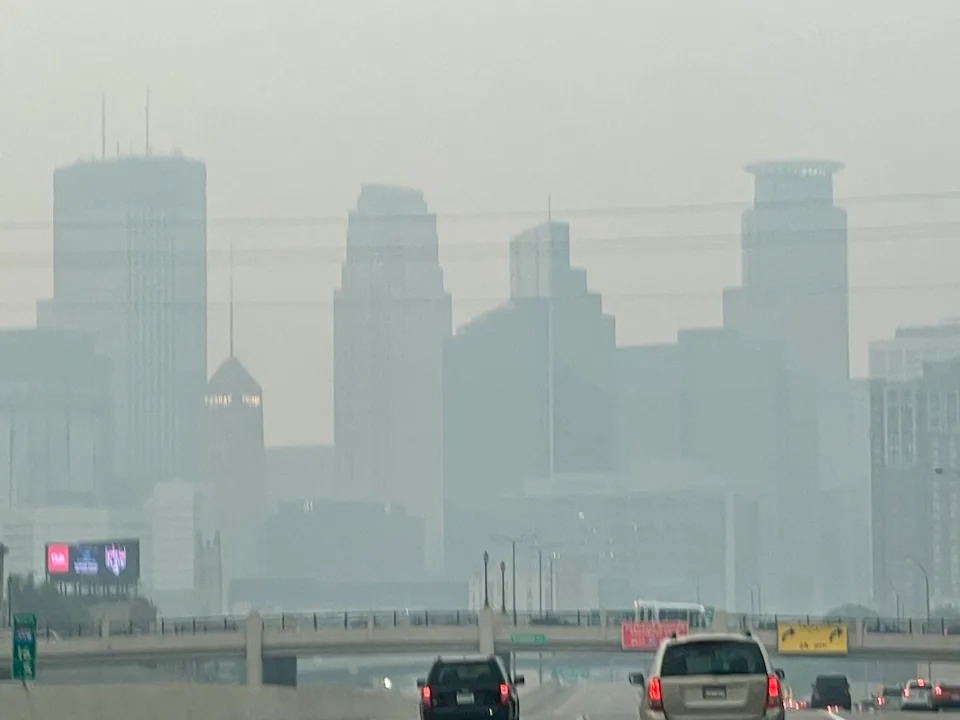 Wildfire smoke from Canada casts a smoggy haze over downtown Minneapolis.Joe Nelson | Bring Me The News