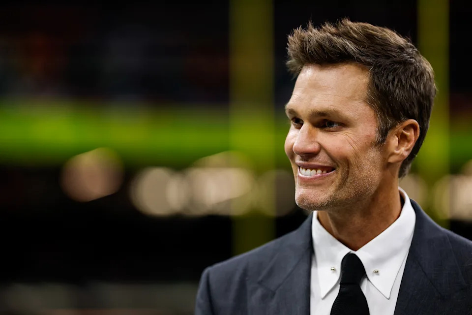 NEW ORLEANS, LOUISIANA - FEBRUARY 9: Retired football player and Fox Sports analyst Tom Brady looks on prior to Super Bowl LIX between the Kansas City Chiefs and the Philadelphia Eagles at Caesars Superdome on February 09, 2025 in New Orleans, Louisiana. (Photo by Michael Owens/Getty Images)