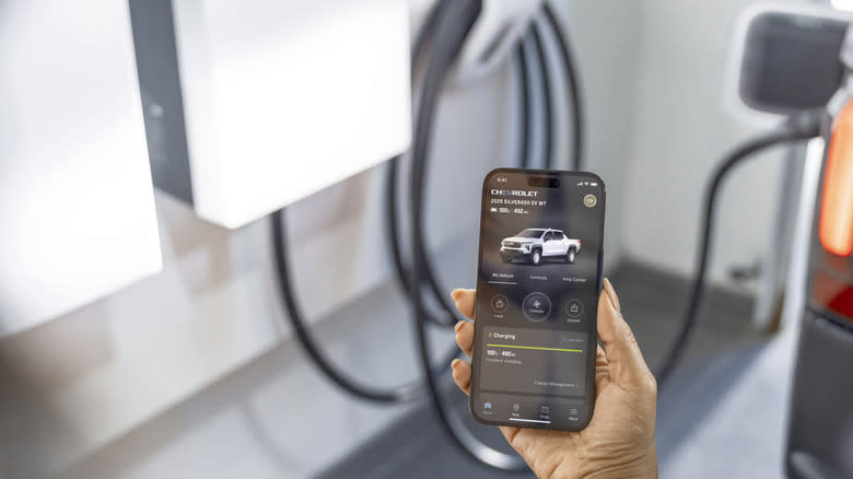 Using a cellphone to monitor Chevy Silverado EV charging
